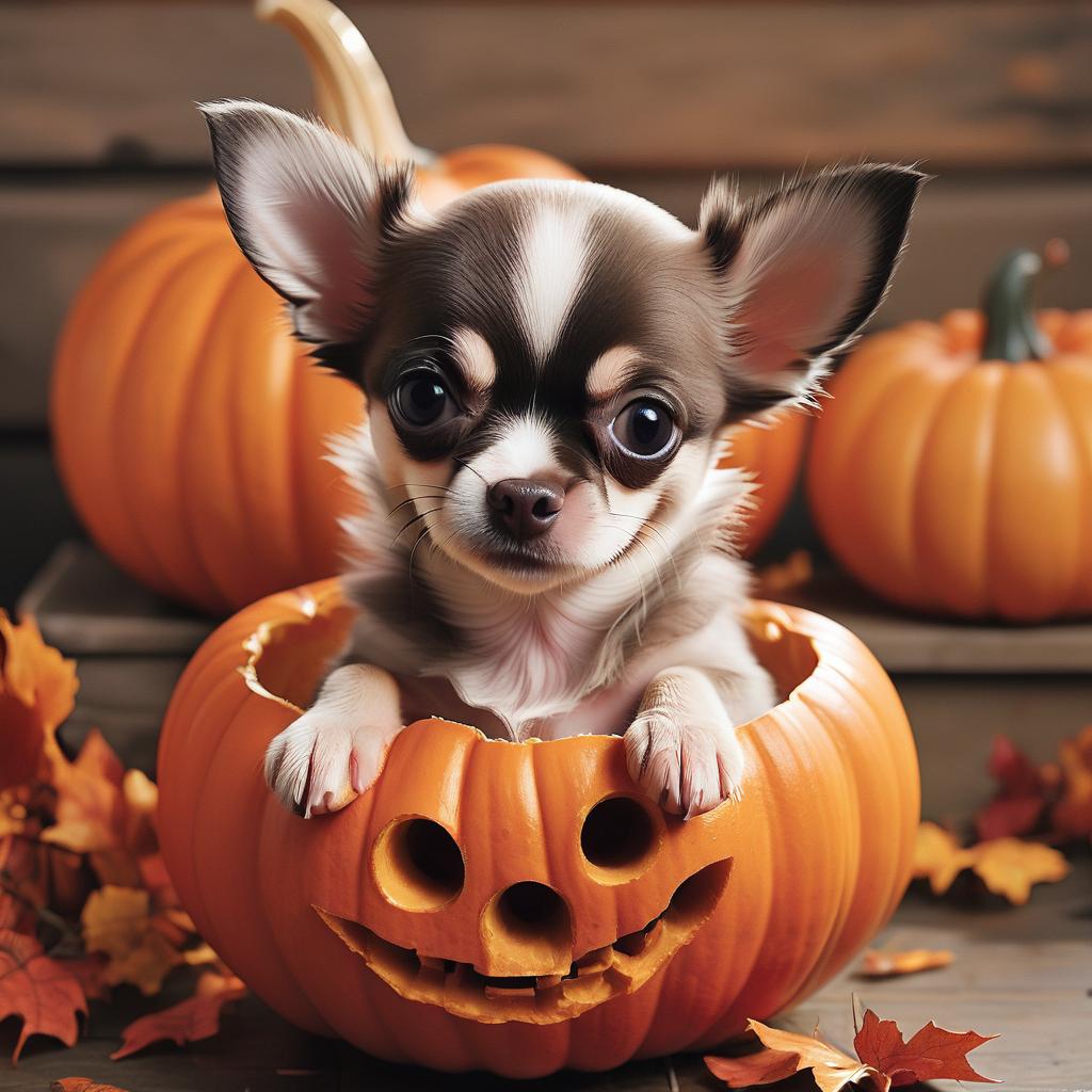 Chihuahua in Halloween Pumpkin
