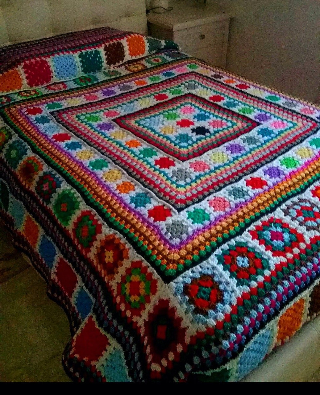Colorful Crochet Granny Square Blanket