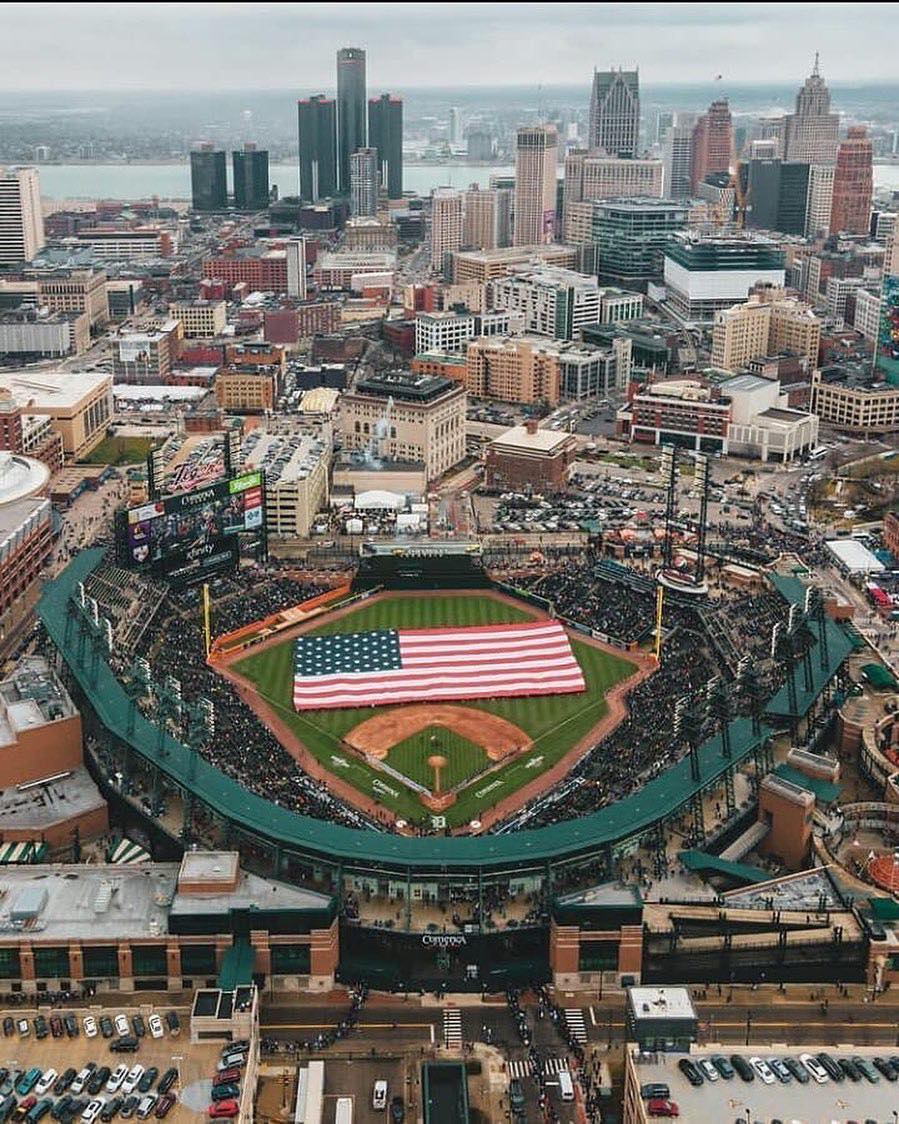 Detroit Baseball Stadium Aerial
