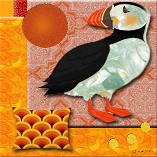 Puffin with Orange Sun