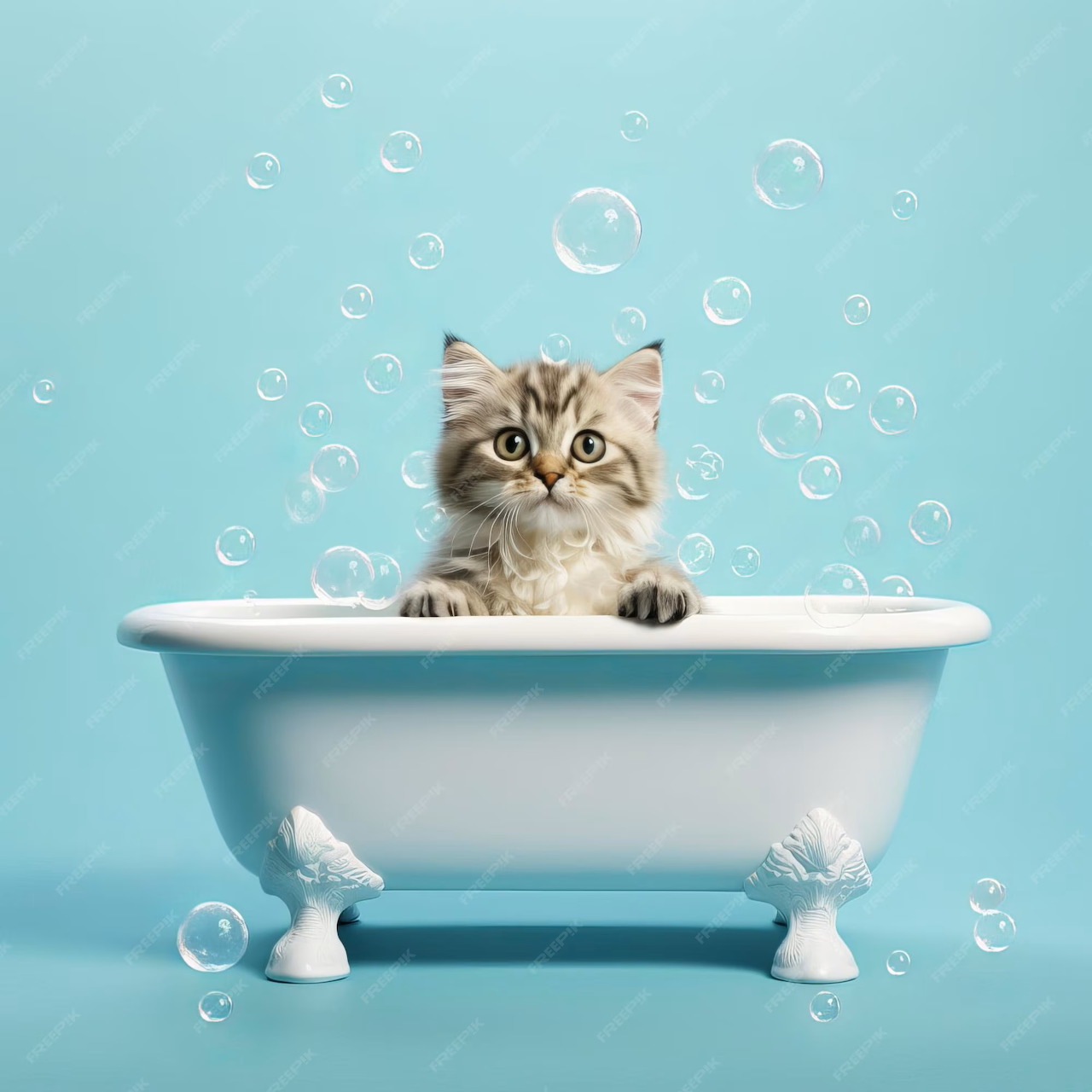 Kitten in Clawfoot Bathtub