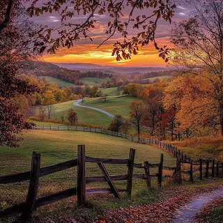 Autumn Valley Sunset View