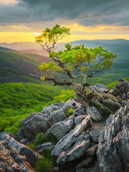 Tree on Mountain Cliff