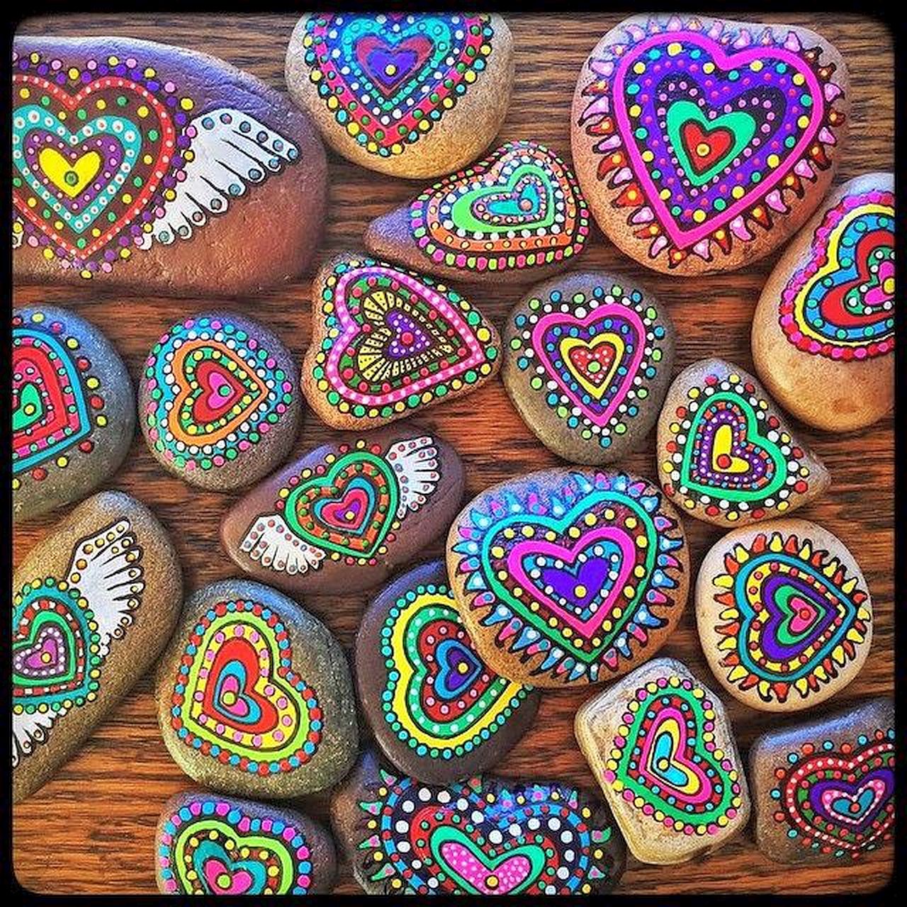 Painted Heart Stones