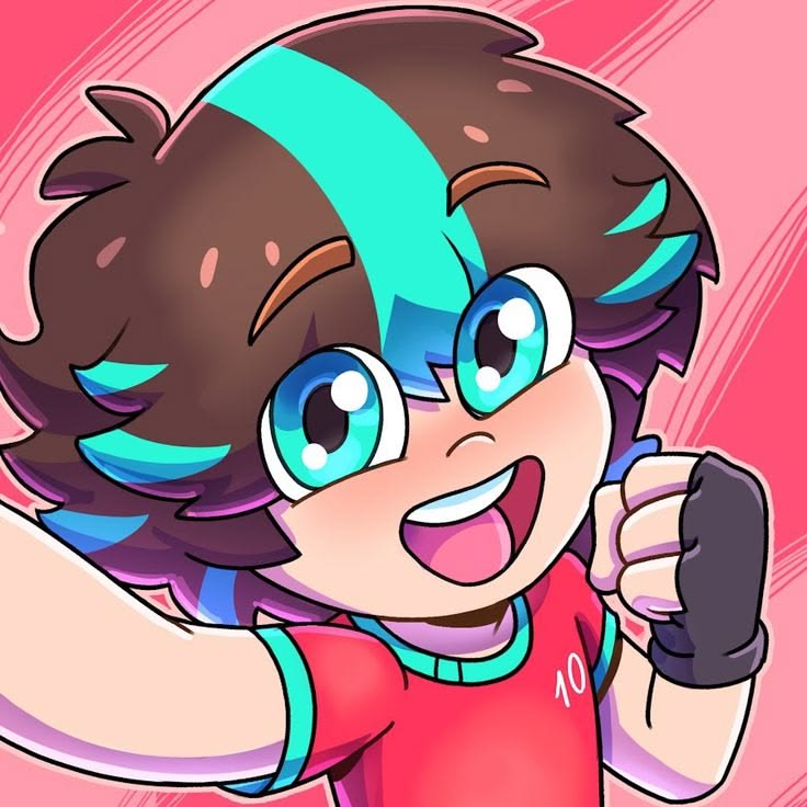 Smiling cartoon character with brown hair taking selfie