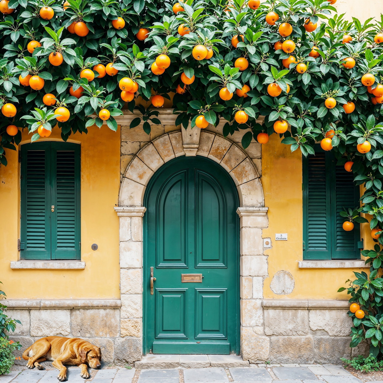 Green Door Orange Tree