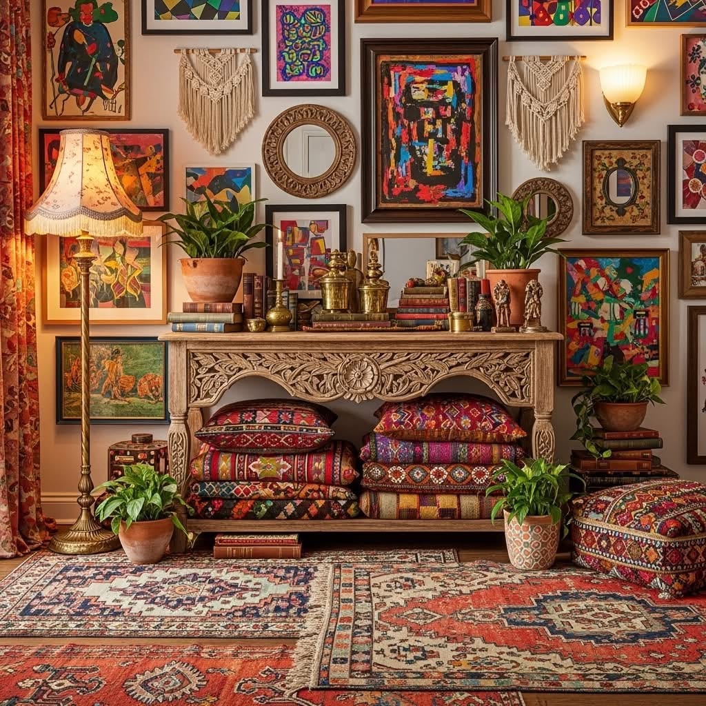 Bohemian Living Room Gallery Wall