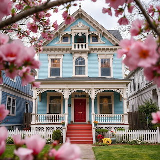Victorian House Cherry Blossoms