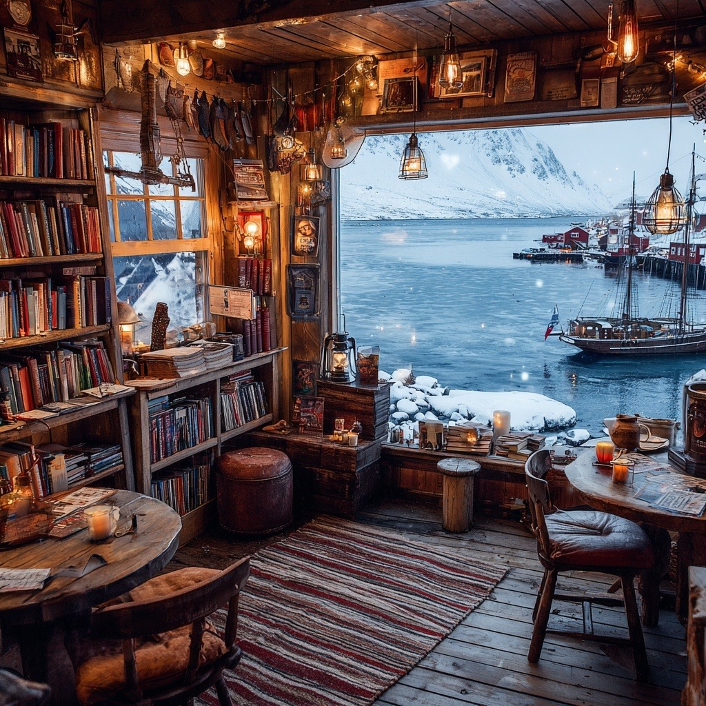 Iceland Bookstore Cafe View
