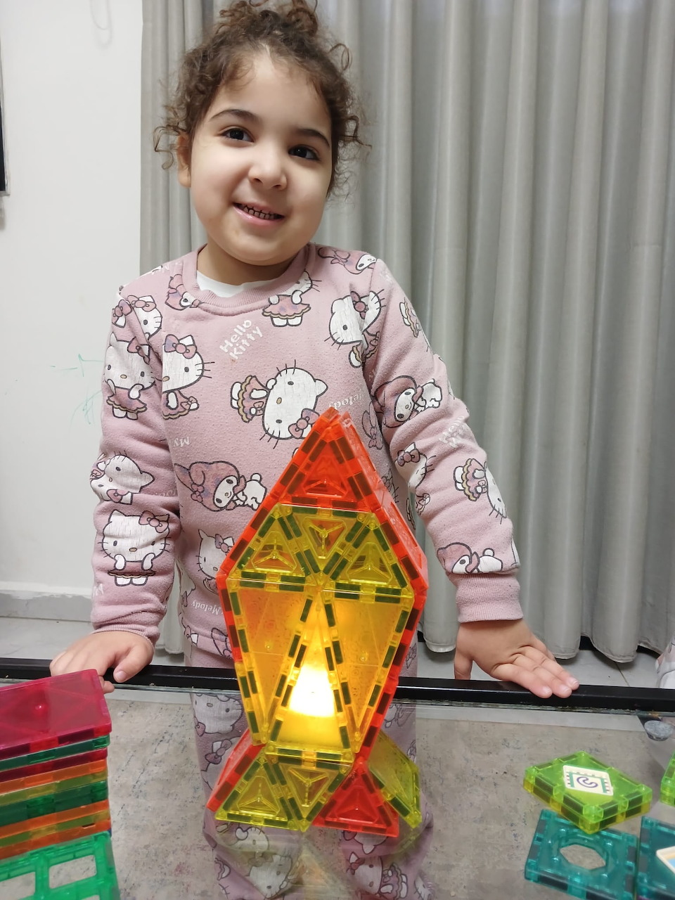 Glowing lantern lighting up a dark nighttime scene