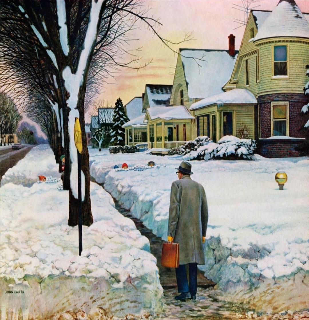 Snowy Neighborhood Snowball Scene