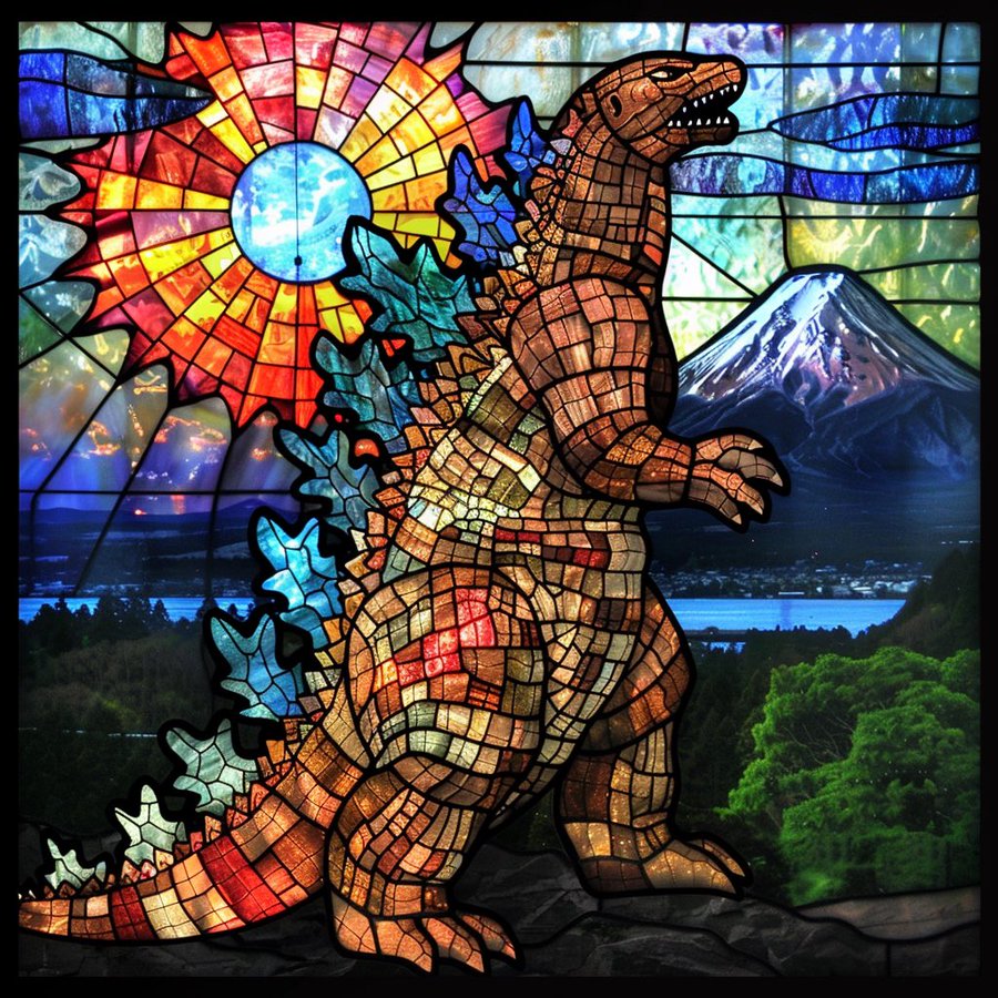 Godzilla Stained Glass