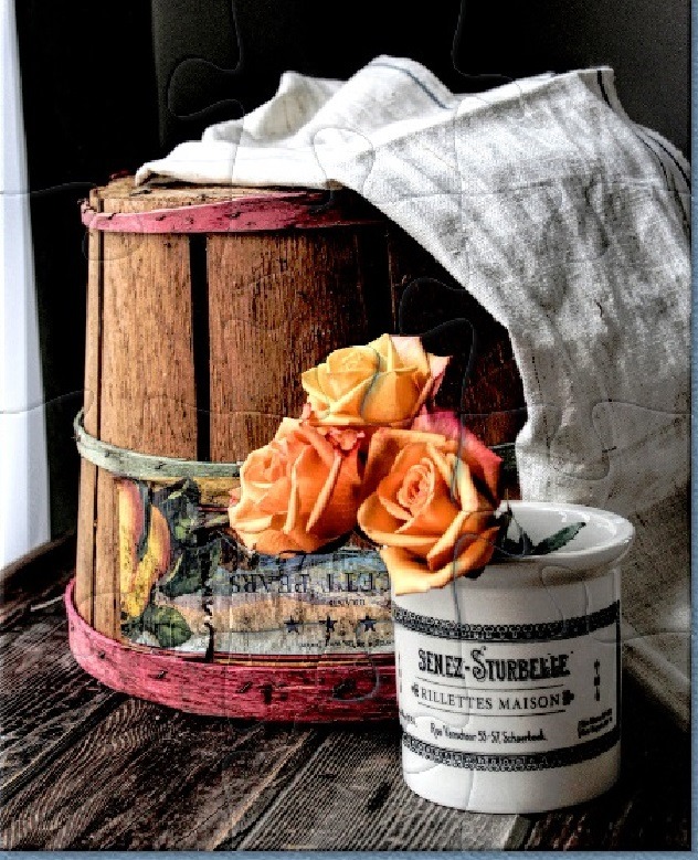 Roses in Rustic Basket