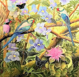 Parrots and Flowers