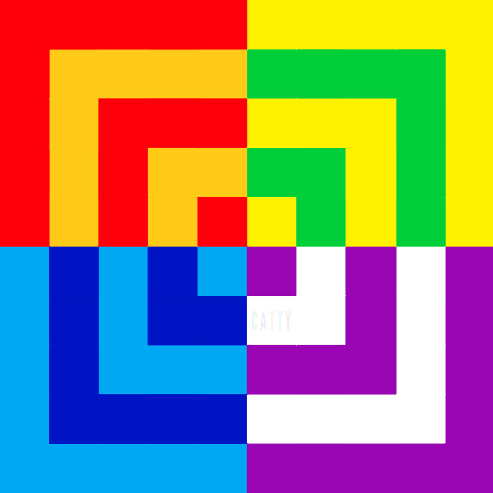 Abstract pattern of colorful nested squares in rainbow colors on a grid