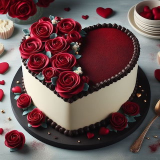 Heart-Shaped Rose Cake