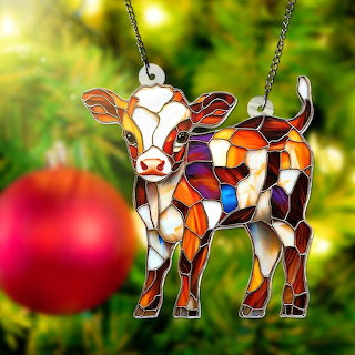 Stained Glass Calf Ornament