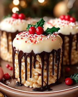 Christmas Drip Cakes with Holly