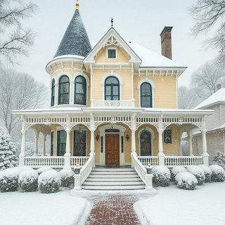 Victorian House in Snow