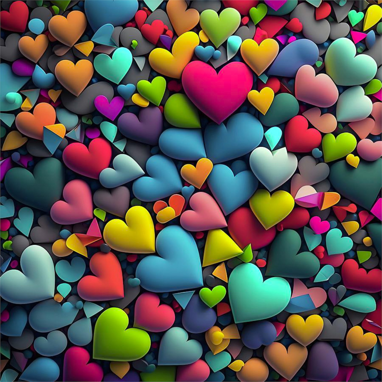 Colorful 3D Hearts