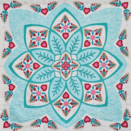 Turquoise Floral Quilt Pattern
