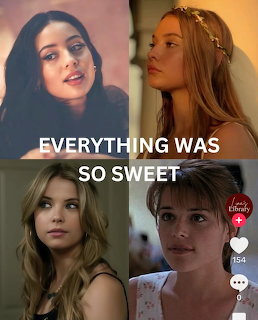 Collage of four young women portraits with text Everything Was So Sweet overlaid
