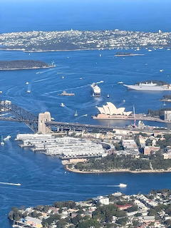Aerial view of Sydney Harbour with Opera House and Harbour Bridge, Australia