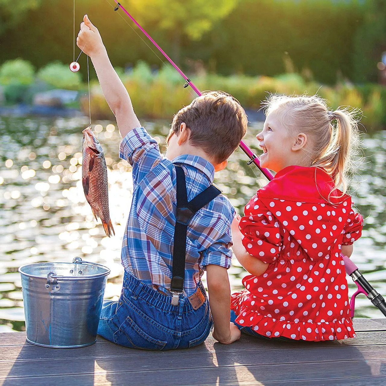 Kids Fishing on Dock