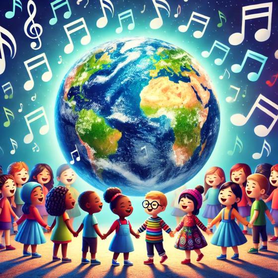 Children Around Earth Globe