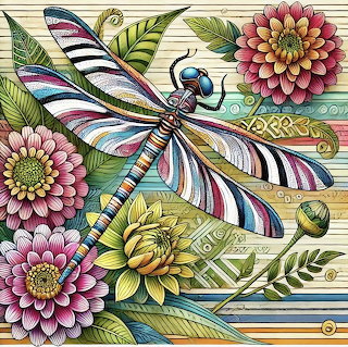 Dragonfly and Flowers