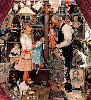 Girl with Shopkeeper Norman Rockwell