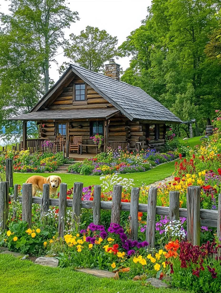 Log Cabin Flower Garden