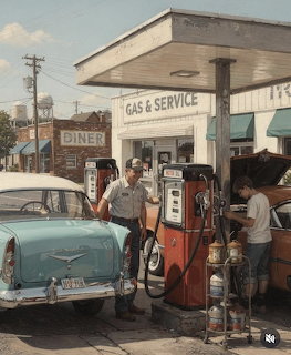 Vintage Gas Station Scene