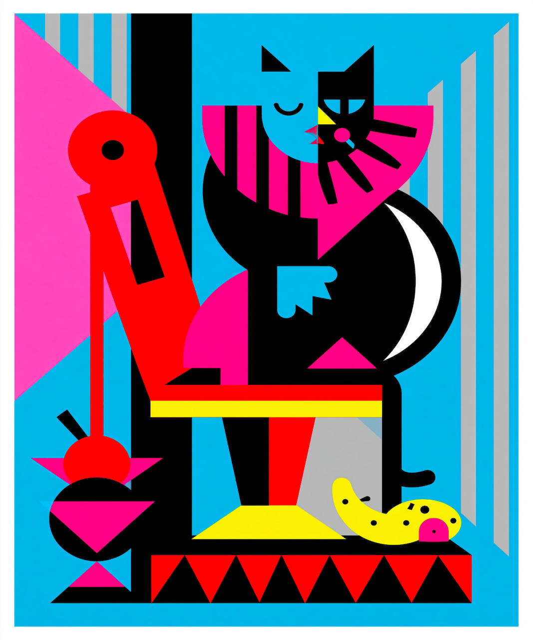 Abstract Cat Poster