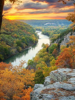 Autumn River Valley Sunset