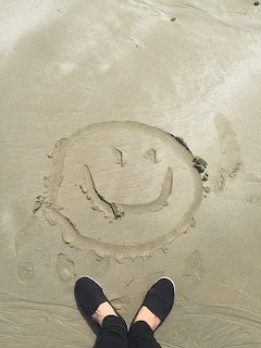 Smiley Face Drawing in Sand