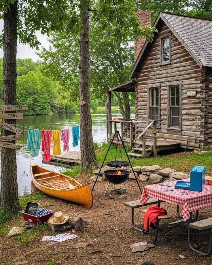 Lakeside Summer Camping Cabin
