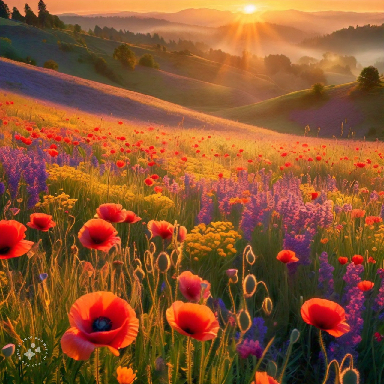 Wildflower Meadow at Sunset
