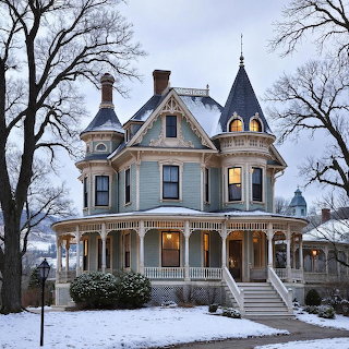 Victorian House Winter Snow
