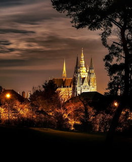 Lit Cathedral at Night