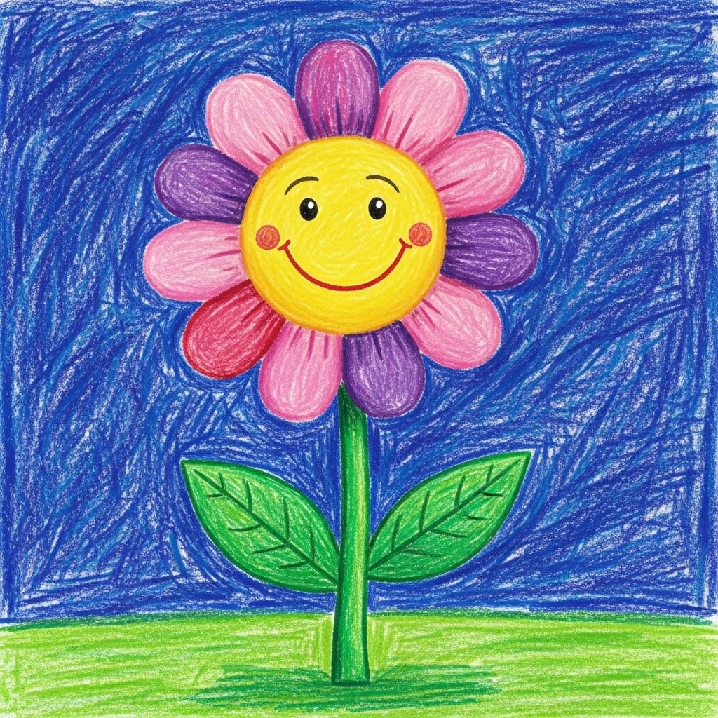 Smiling Flower Drawing