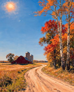 Autumn Farm Country Road
