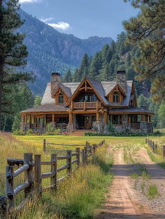 Log Cabin Mountain Landscape