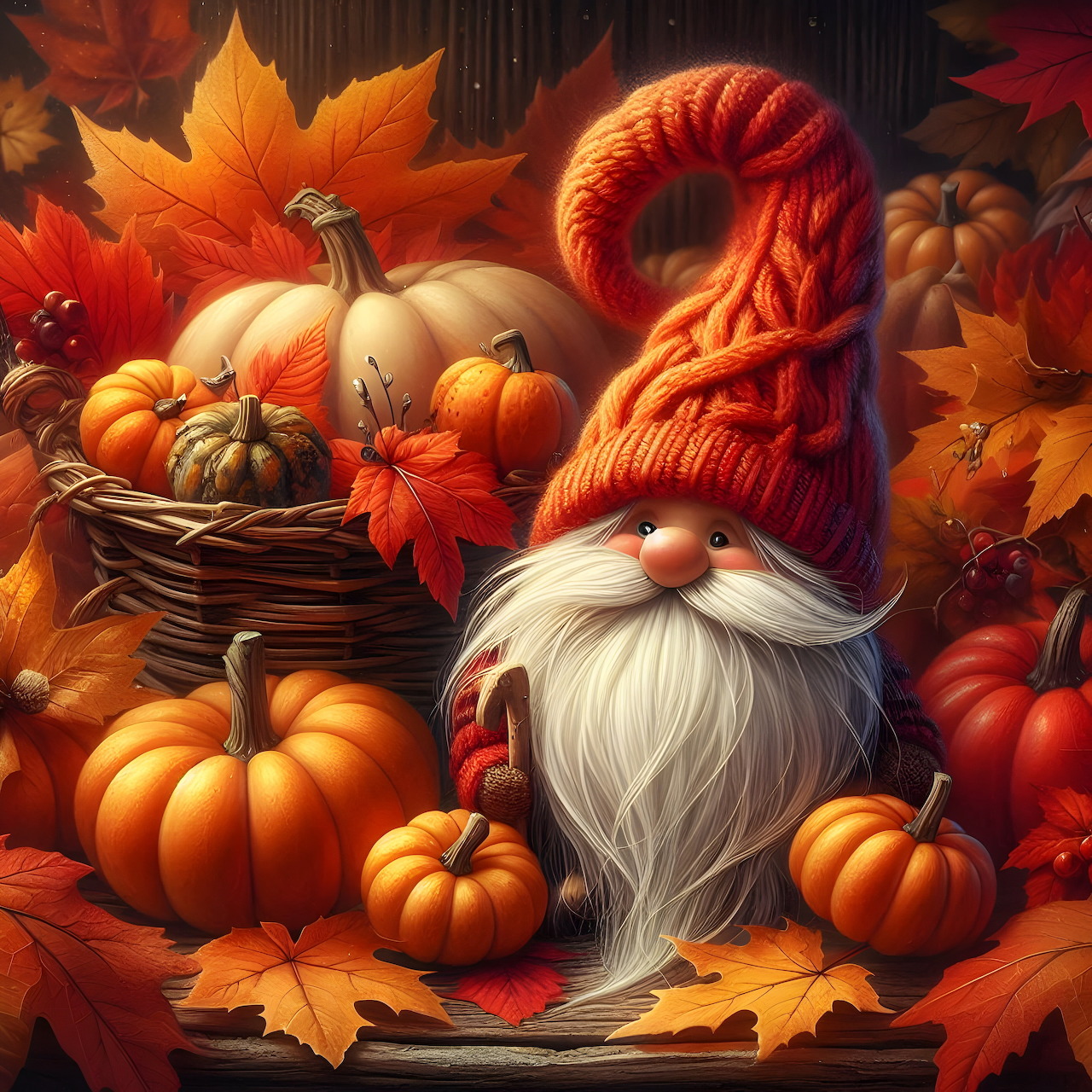 Autumn Gnome With Pumpkins