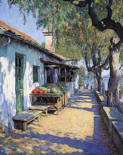 Sunny Village Street Painting