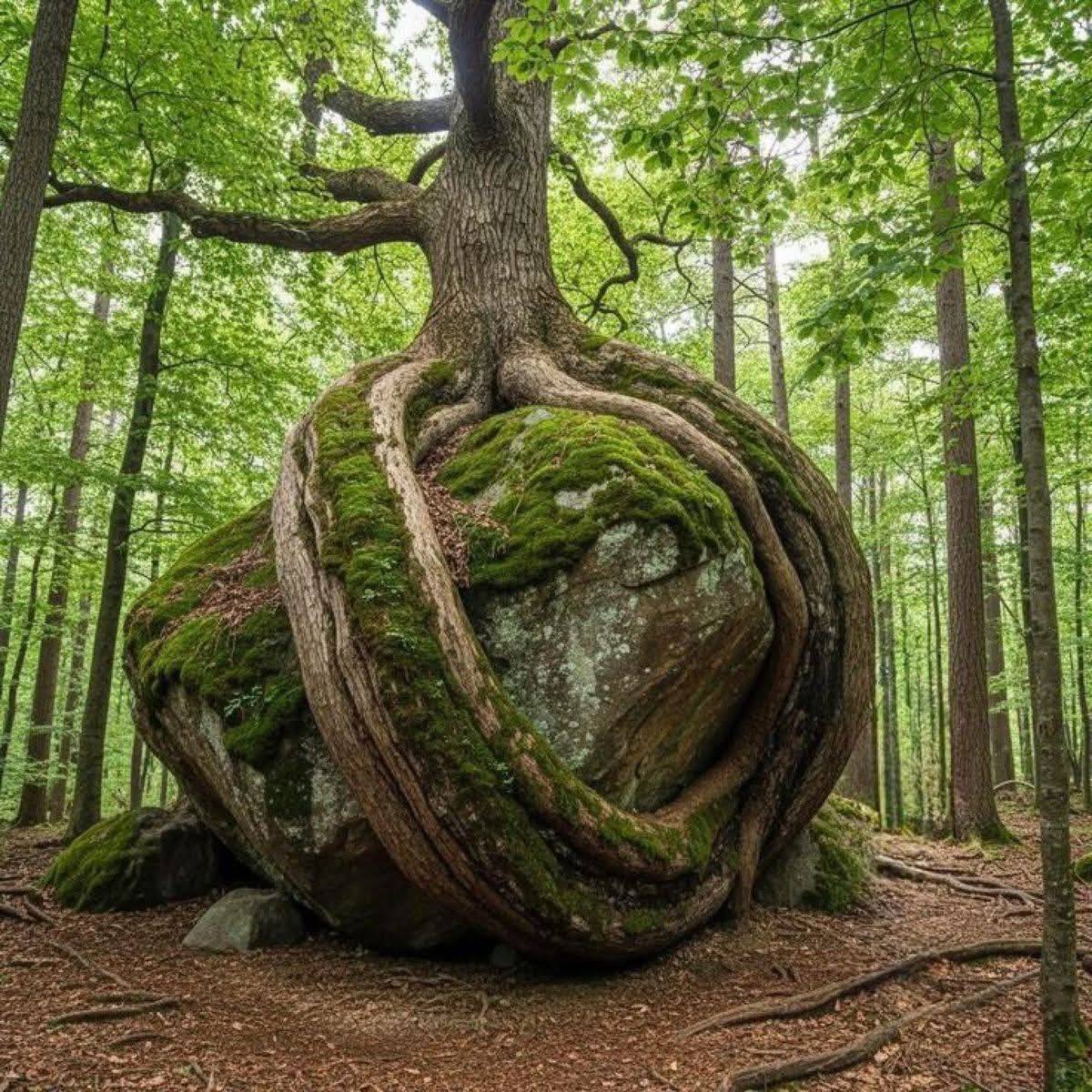 Tree Roots Over Boulder