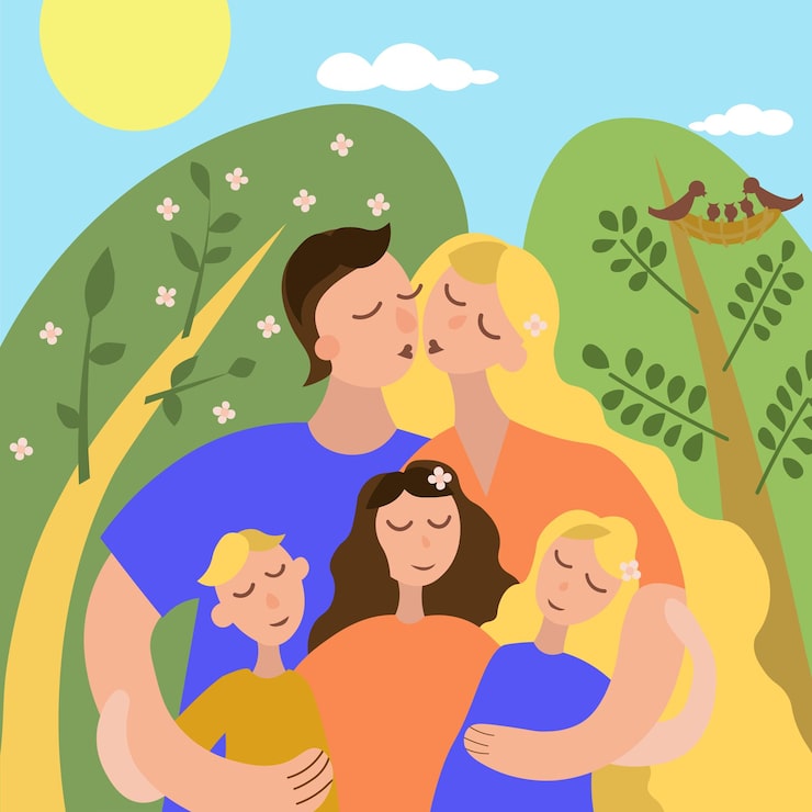 Family Hug Illustration