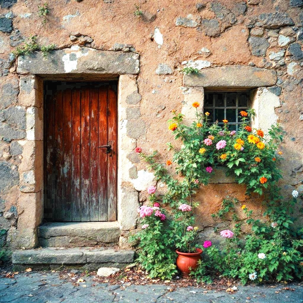 Rustic Door with Flower Window
