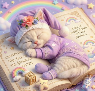 Sleeping Kitten on Book