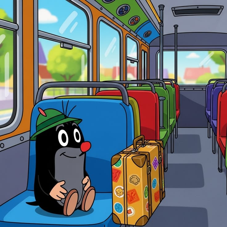 Cartoon Phone Character on Bus